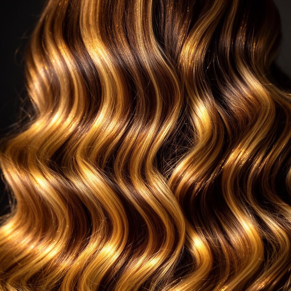 Detalhe de cabelo com brilho dourado